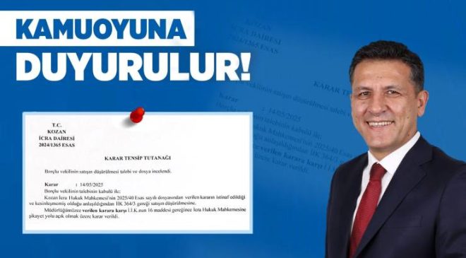 Kozan Belediyesi “Belediye tarafından gizlice ve yok pahasına satışa çıkarıldığı” yönündeki açıklamaları gerçeği yansıtmamaktadır”